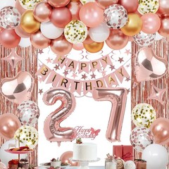 27th Rose Gold Birthday Decorations for Women, 55 PCS Birthday Party Packs | …