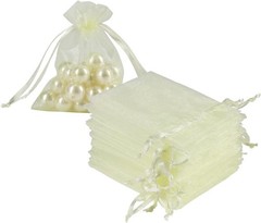 100pcs White Organza Jewelry Bags Drawstring 3 x 4 inch Little Mesh Gift Pouches