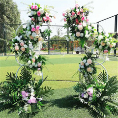 2pcs Half Moon White Metal Wedding Flower Display Frame Arch Backdrop Stand Deco