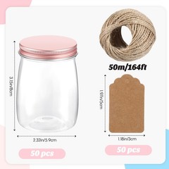 Nitial 50 Pack 5 oz Plastic Jars with Lids Bulk Yogurt Containers Rose Gold