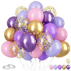 Pink and Purple Balloons, 60Pcs Pastel 12 Inch 12 inches,