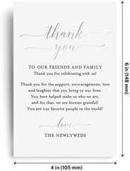 100 Bliss Collections Wedding Place Setting Thank You Cards 4×6 Silver foil