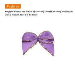 100Pcs Mini Metallic Edge Ribbon Bow 1″ Flower Bows Soft Gold Edge Purple