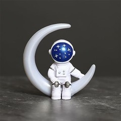 White Astronaut Statues Set of Spaceman Sculpture Figurines Outer Space 4 Blue