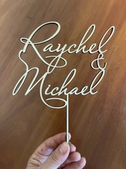 Brown Wedding Cake Toppers Personalized Name Mirror Bride Groom Mr Mrs Initials