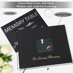 XKDOUS Linen Funeral Guest Book for Memorial Service Hardcover in Black