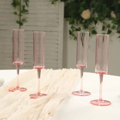 6 BLUSH Cylindrical 6 oz Reusable Plastic Champagne Flute Glasses Party Events