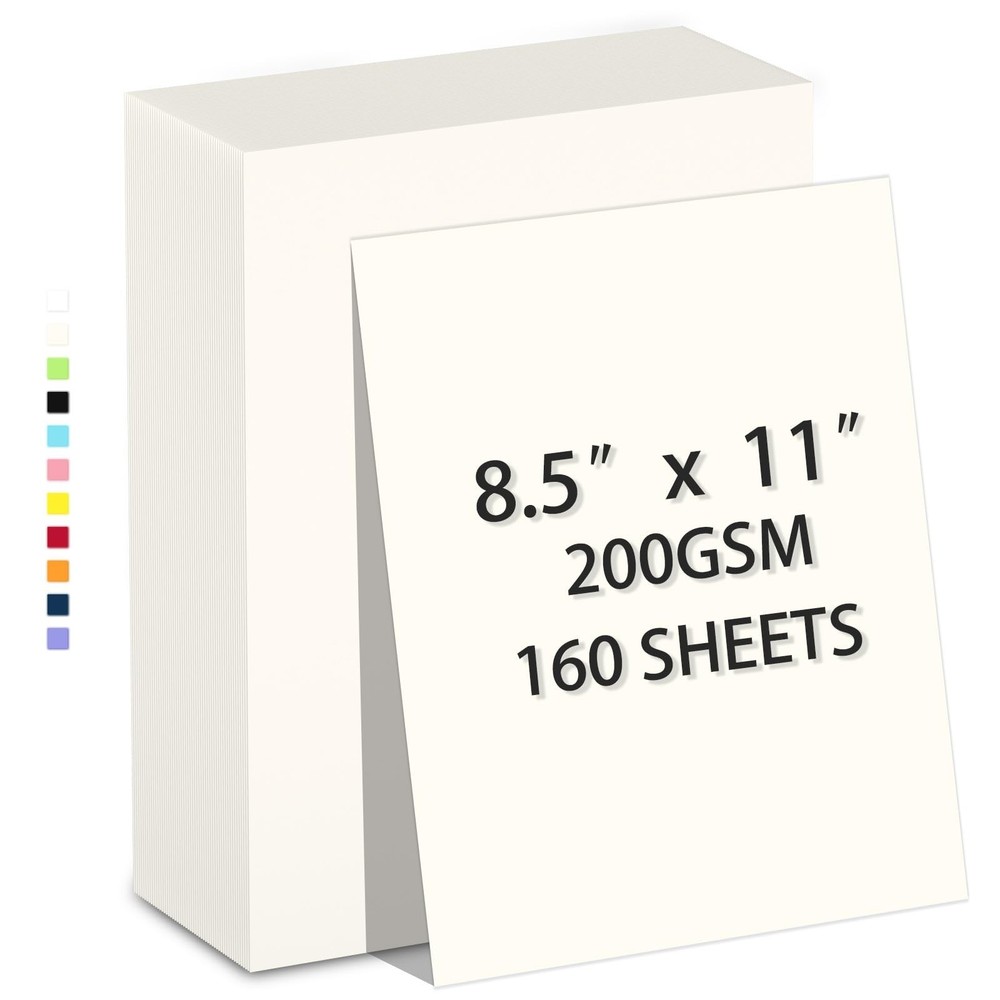 160 Sheets Cardstock Paper 8.5 x 11 Heavyweight Weight 200gsm Off-white​ C