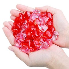 240 Pieces Red White Pink Acrylic Heart Gems 1 LB Valentine’s Red, Pink, White