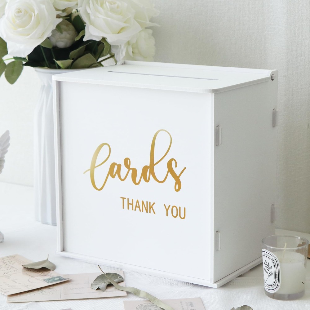 White Wedding Card Box Slot PVC Gift Card Box Holder Reception Money Envelope