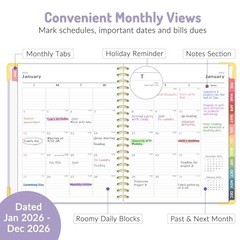 2026 Planner, Calendar Planner Weekly and Monthly, January 8.5″ x 11″ Purple