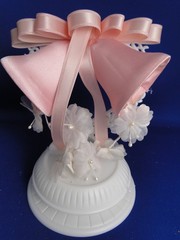 New Vintage Wilton «Petite Elegance» Wedding CakeTop, Pink satin bells, 106-343