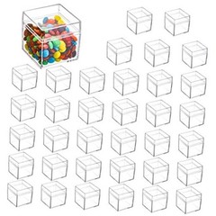 36 Pack Acrylic Boxes with Lid, Clear Square Cubes Treat Gift Boxes Candy