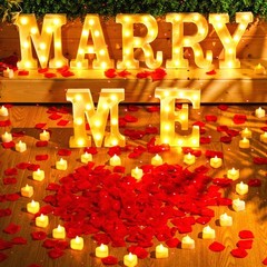 Hortsun Marry Me Light up Letters Proposal Decorations Will You Me, Red
