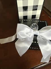 Wedding Nesting Gift card Money Gift Box/ Black and White Plaid Cream