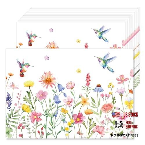 50 Pcs Flower Paper Placemats, 11×16 Inch Summer Floral Bird flower bird