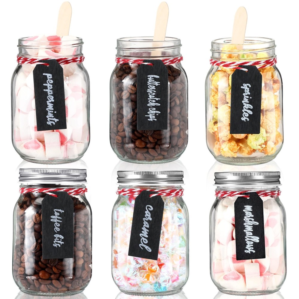 Sunnychicc 6 Set Christmas Hot Cocoa Bar Supplies Chocolate Glass Jar…