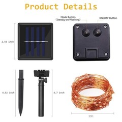 100 LEDs 10M Solar Waterproof LED Copper Wire String Light Wedding Xmas Decor SS