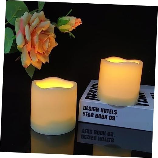 2 Pack 3’’ Outdoor Battery Operated Flameless Candles with Timer 3 x 3 inch
