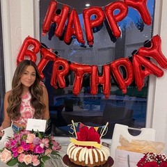 Red Happy Birthday Balloon Banner, 16 Inch Foil Mylar Happy Birthday Balloons…