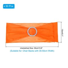 50Pcs 14″x5″ Stretch Chair Sashes Bows Chair Bands Sash with Buckle, Orange