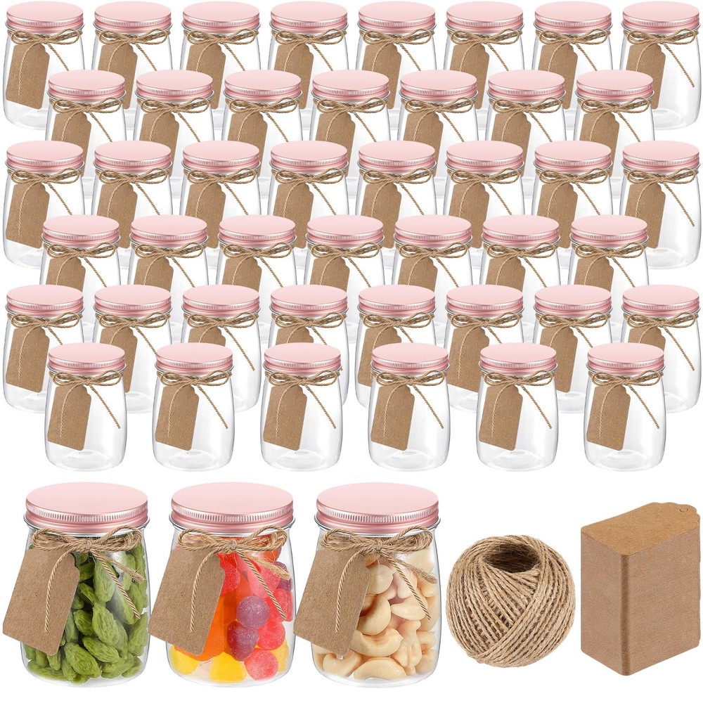 Nitial 50 Pack 5 oz Plastic Jars with Lids Bulk Yogurt Containers Rose Gold