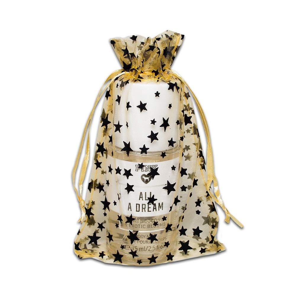 100-Pack 4×6 Sheer Organza Drawstring Gift Bags (Medium) – Metallic Stars (Go…