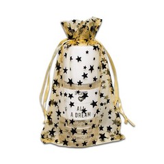 100-Pack 4×6 Sheer Organza Drawstring Gift Bags (Medium) – Metallic Stars (Go…