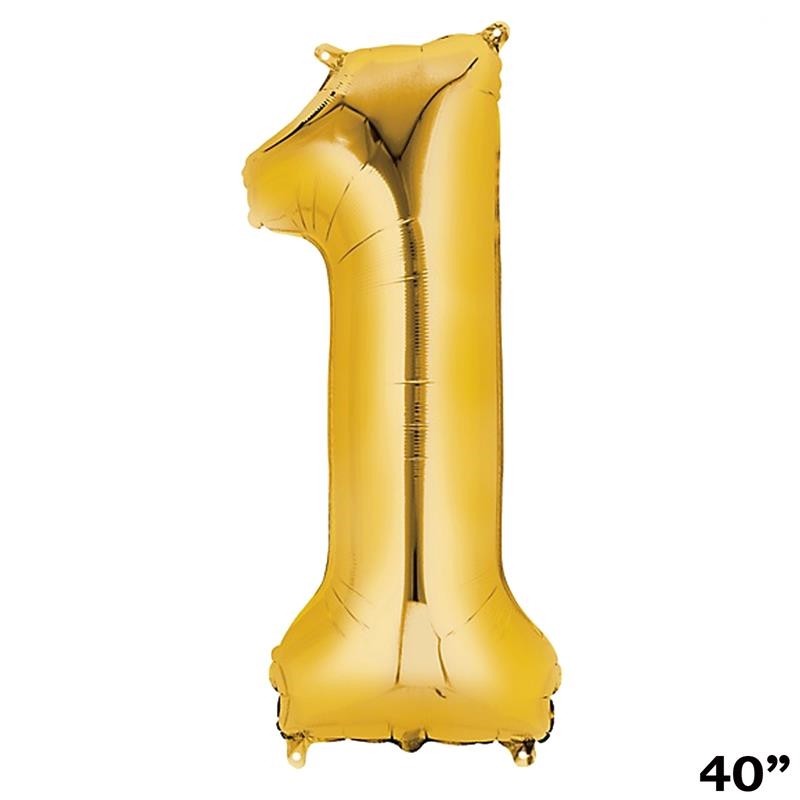 40″ GOLD Number 1 Mylar Foil Balloon 1 pc Party BackDrop Decorations Supply