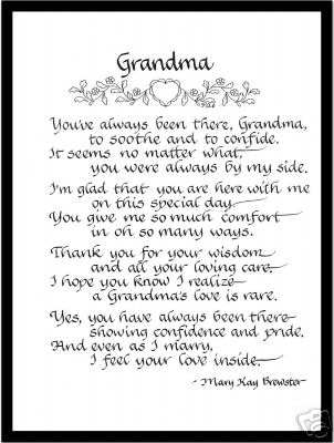 GRANDMA Matted Calligraphy – gift for her at Wedding