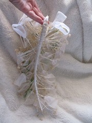 Brides Cascade Bouquet Vintage 70s-80s wedding Artificial flower sheer ribbons