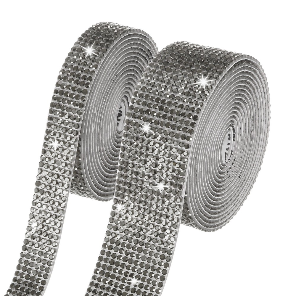 2-Roll Crystal Rhinestone Ribbon,0.5/1.1 Inch x 2 Yards for DIY [AB Colorful]