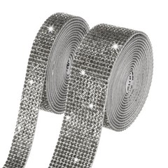 2-Roll Crystal Rhinestone Ribbon,0.5/1.1 Inch x 2 Yards for DIY [AB Colorful]