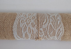 NWT 18 inch x 10 foot rolled burlap lace trim runner fabric Wedding party rustic
