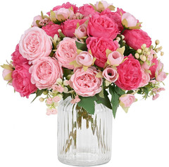 2 Packs Peonies Artificial Flowers, Mixed Pink Artificial Peonies, Silk Peoni…