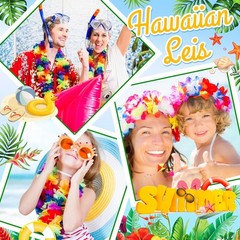 AMAZING TIME 150 Count Hawaiian Lei Bulk, Tropical Luau Standard, Multicolor