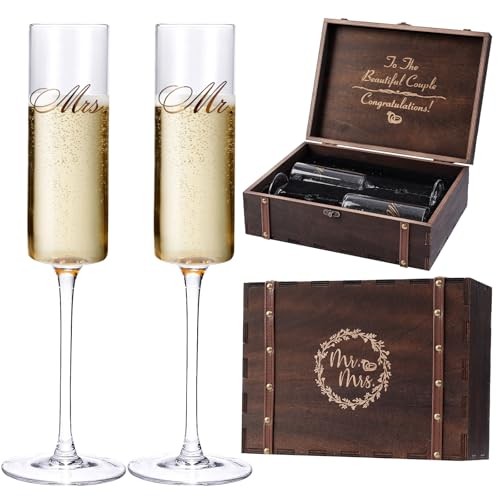 Wedding Champagne Flutes-Mr. and mrs. Champagne Glasses Engagement Gifts 3pcs