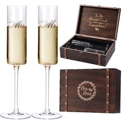 Wedding Champagne Flutes-Mr. and mrs. Champagne Glasses Engagement Gifts 3pcs