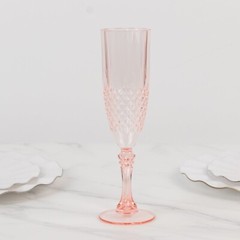 6 TRANSPARENT BLUSH 8 oz Crystal Plastic Champagne Flute GLASSES Party Events
