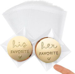 120 His & Her Wedding Favor Bags with Gold Foil Thank You Stickers
