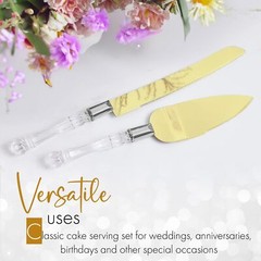 LUSHIG Cake Knife and Server Set | Acrylic Faux Crystal Handles & Premium 420…