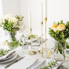 Panumly Candle Holders, Gold Candlestick Holders Set of 3 for 3,
