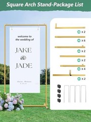 Gold Wedding Arch Backdrop Stand, 6.6 * 3.3FT Square Backdrop 6.6×3.3 FT (HxW)