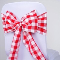 100 Checkered Gingham Polyester Chair Sashes Wedding Party Supplies Decorations