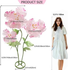 Giant Paper Flowers For Decoration, Wedding, Photo Prop, Decor 5.2ft. Light Pink