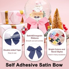 24Pcs Mini Grosgrain Ribbon Bow 2″ Self Adhesive Flower Bows Navy Blue