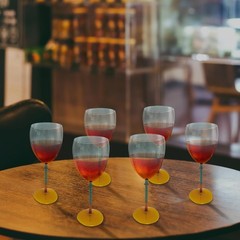 Gusto Buono 11.8oz Borosilicate Wine Glasses Set of 6 Amber Sea Green Stem