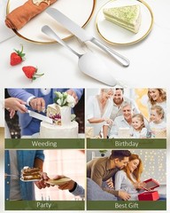 2-Piece Premium Cake Cutting Set, Exquisite Knife and Server with Serrated