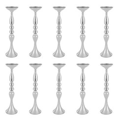 10 Pcs Silver Iron Wedding Centerpiece Vases 50cm (19.7in) Tall