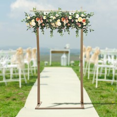 Wood Wedding Arch Polygonal Ceremony Arch Backdrop Flower Stand 7/7.2/7.6/8.2FT